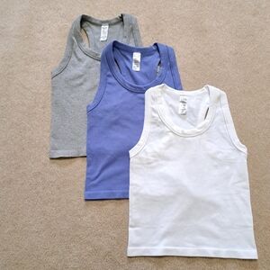Reflex Set Of 3 Tanks Racer Back Ribbed Seamless Grey White Blue Size Medium